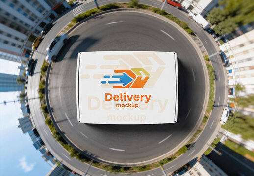 Box Package Mockup Fisheye Lens
