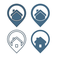 House Location Pin Icon. Home Map Marker Symbol. Vector Illustration