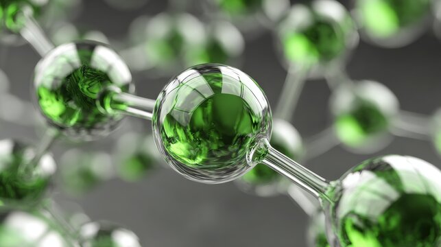 Green molecule structure scientific abstract background