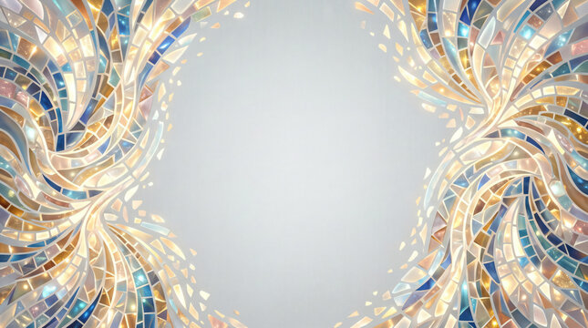 Elegant Stained Glass Mosaic Frame on Light Background