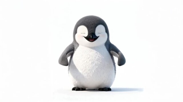 3d penguin making high-five isolated on white background video
