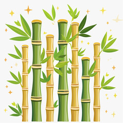Fototapeta premium Vibrant green and golden bamboo shoots with delicate leaves creating a serene natural backdrop, perfect for decorative themes