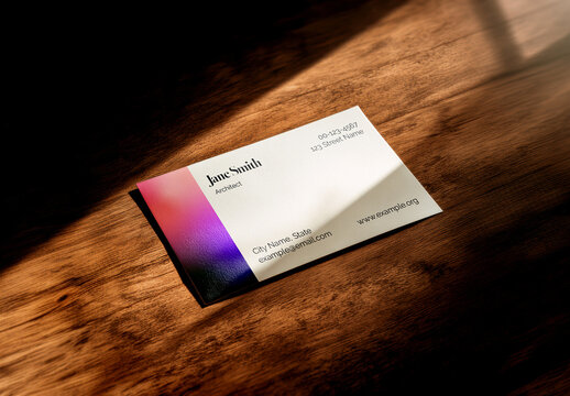 Business Card Mockup Placed on Surface in Perspective View
