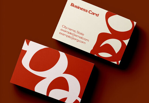Two Business Cards Displayed Separated in Angled Top View