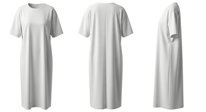 White kaftan robe with short sleeves and pleated design