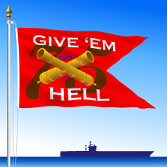 Obraz premium USS Navy Truman battle waving flag, vector illustration, swallow-tailed flag