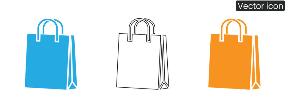 Colorful shopping bags icon set for e-commerce and retail branding