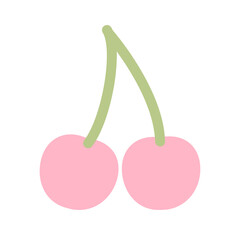 さくらんぼのシンプルアイコン（ピンク・フラット・2粒）