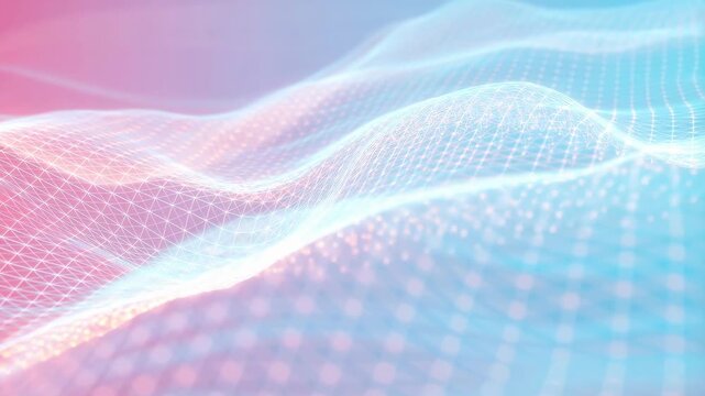Abstract digital wave patterns in pink and blue hues. Represents technology, data visualization, and modern design aesthetics