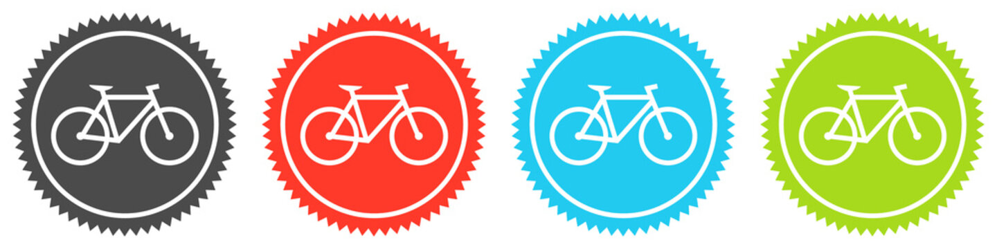 Icons auf 4 Buttons mit Zacken zeigen Fahrrad oder Radweg