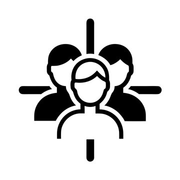 Targeted Audience: An iconic visual representation of a group of people at the focal point of a target.