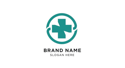 Obraz premium Medical Cross Logo Template with Placeholder Text.