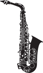 Obraz premium Serpentine Jazz Saxophone Silhouettes for Music Branding