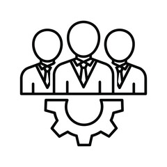 Team collaboration with a gear symbolizing teamwork and efficiency