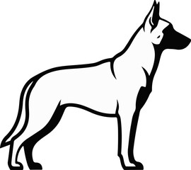Obraz premium Stylized black and white outline drawing of a dog in profile