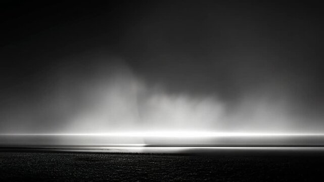 Serene Black and White Landscape with Mist and Water Reflection