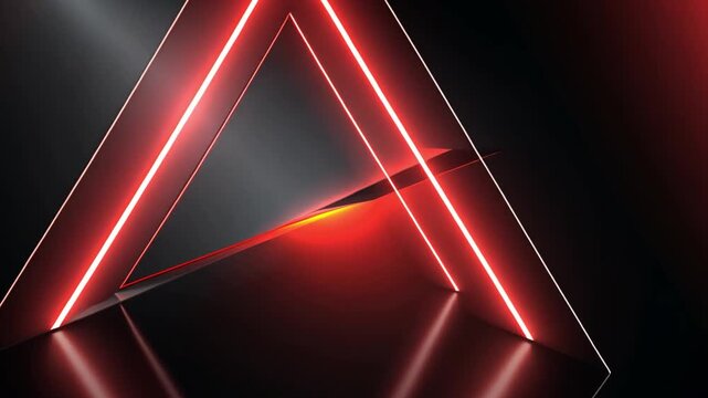 Futuristic Neon Triangle Tunnel with Red and Black Color Scheme