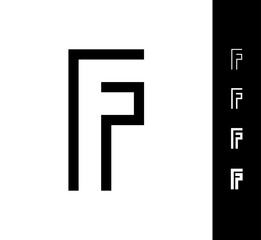 Obraz premium Letter F, digital alphabet cyber font, including set of four different set narrow letters, vector illustration 10EPS