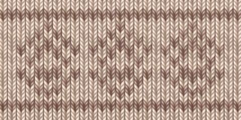 Fototapeta premium Scandinavian sweater pattern with traditional winter knit design, realistic vector background. Seamless texture, decorative geometric motif with brown diamonds on beige bg, fairisle knitwear style