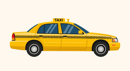Yellow taxi cab on a white background. © Abhinaya Project