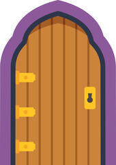 Naklejka premium Fairytale door illustration featuring a purple frame, keyhole, and hinges on white background