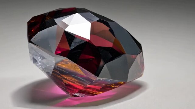 Brightly Faceted Gemstone with Various Colors and Reflections