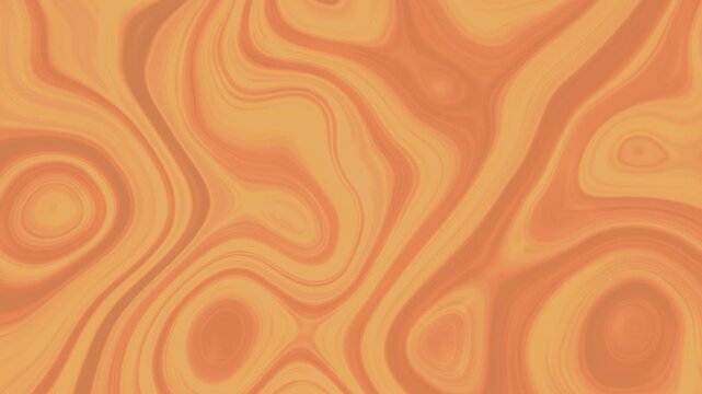 Warm orange background with wavy abstract patterns and swirling shapes in a gradient of light to dark orange hues.