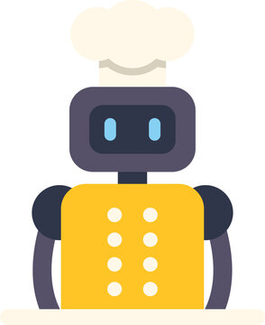 Robot chef wearing a toque represents automation and artificial intelligence in modern kitchens