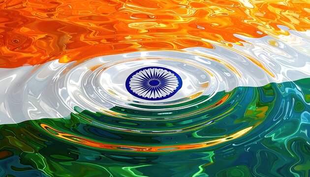 Indian flag rippled water