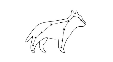 Minimalist black and white dog constellation illustration © jum