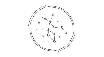 Minimalist constellation line art with stars in a cosmic circle © jum