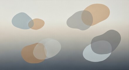 Abstract shapes floating in a gradient environment from various viewpoints showcasing multiple illustrations