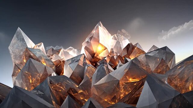 Stunning Crystal Mountain with Radiant Sunrise Reflection