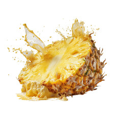 PNG of A vibrant pineapple splashes juice, creating a refreshing and tropical vibe.