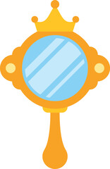 Naklejka premium Golden hand mirror with a crown top representing royalty and beauty