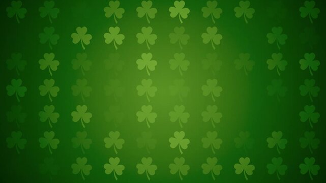 Green lucky shamrocks pattern animation. This Saint Patrick's Day celebration motion background is full HD and a seamless loop.