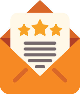 Open envelope revealing a customer satisfaction rating or survey report