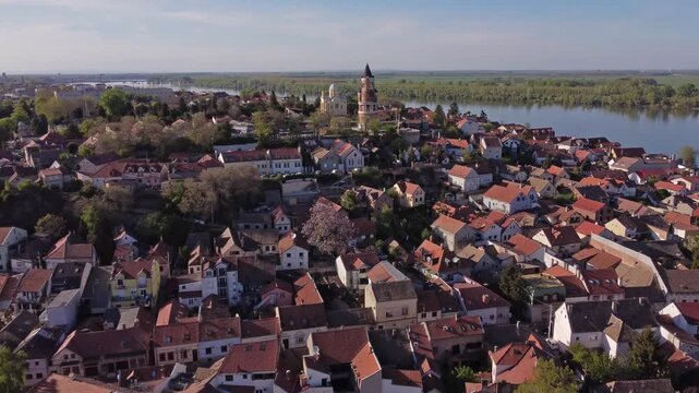 Drone view of Zemun, Belgrade, Serbia.