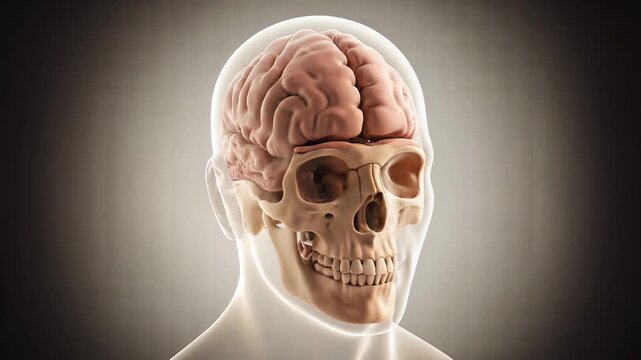 Detailed human skull model for medical and educational purposes