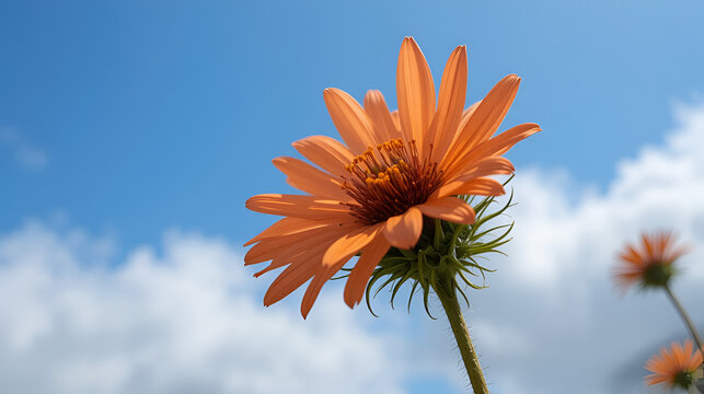 Sonchus asper flower swaying gently in the wind