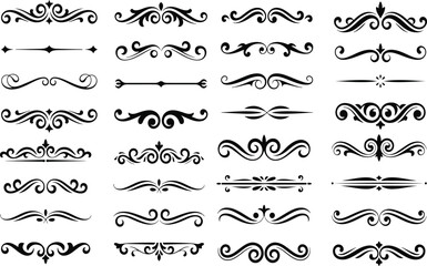 Obraz premium Collection of elegant ornate swirling lines and shapes for design decorative elements