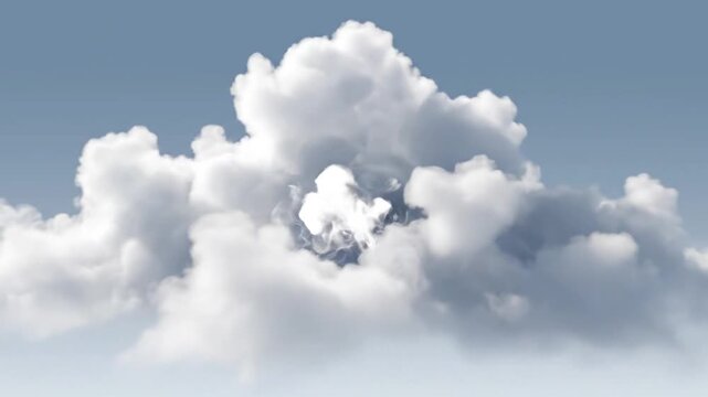 Fluffy White Cumulus Cloud Floating in a Clear Blue Sky