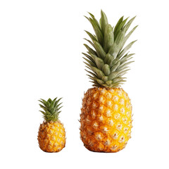 Fototapeta premium PNG of Two pineapples of different sizes, showcasing vibrancy and freshness.