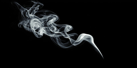 Twisting and curling smoke plumes over a black background. AI generated, dynamic and natural smoke patterns.