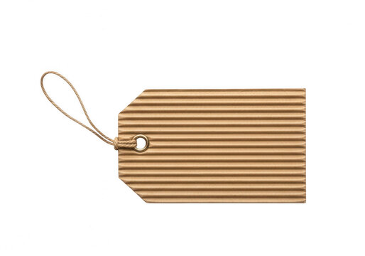 A brown paper tag with a string attached, ready for labeling or gift wrapping isolated on transparent background