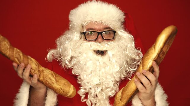 Hungry Santa Claus is very hungry.