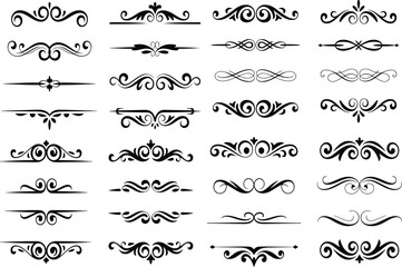 Set of various elegant swirling ornamental design elements and dividers  isolated on white