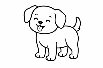 Obraz premium Cute Puppy Coloring Page Vector Illustration: Adorable Cartoon Dog Line Art Outline for Kids Activities, Pet Shop Designs, and Animal-Themed Crafts – Perfect for Easy Coloring Fun!