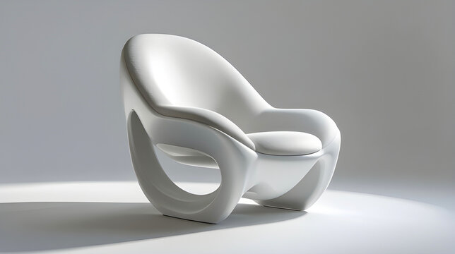Modern White Lounge Chair with Elegant Curved Design | Kursi Santai Putih Modern Desain Lengkung Elegan