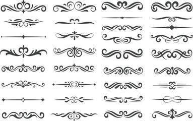 Obraz premium Set of vintage ornate swirling dividers and borders graphic design elements